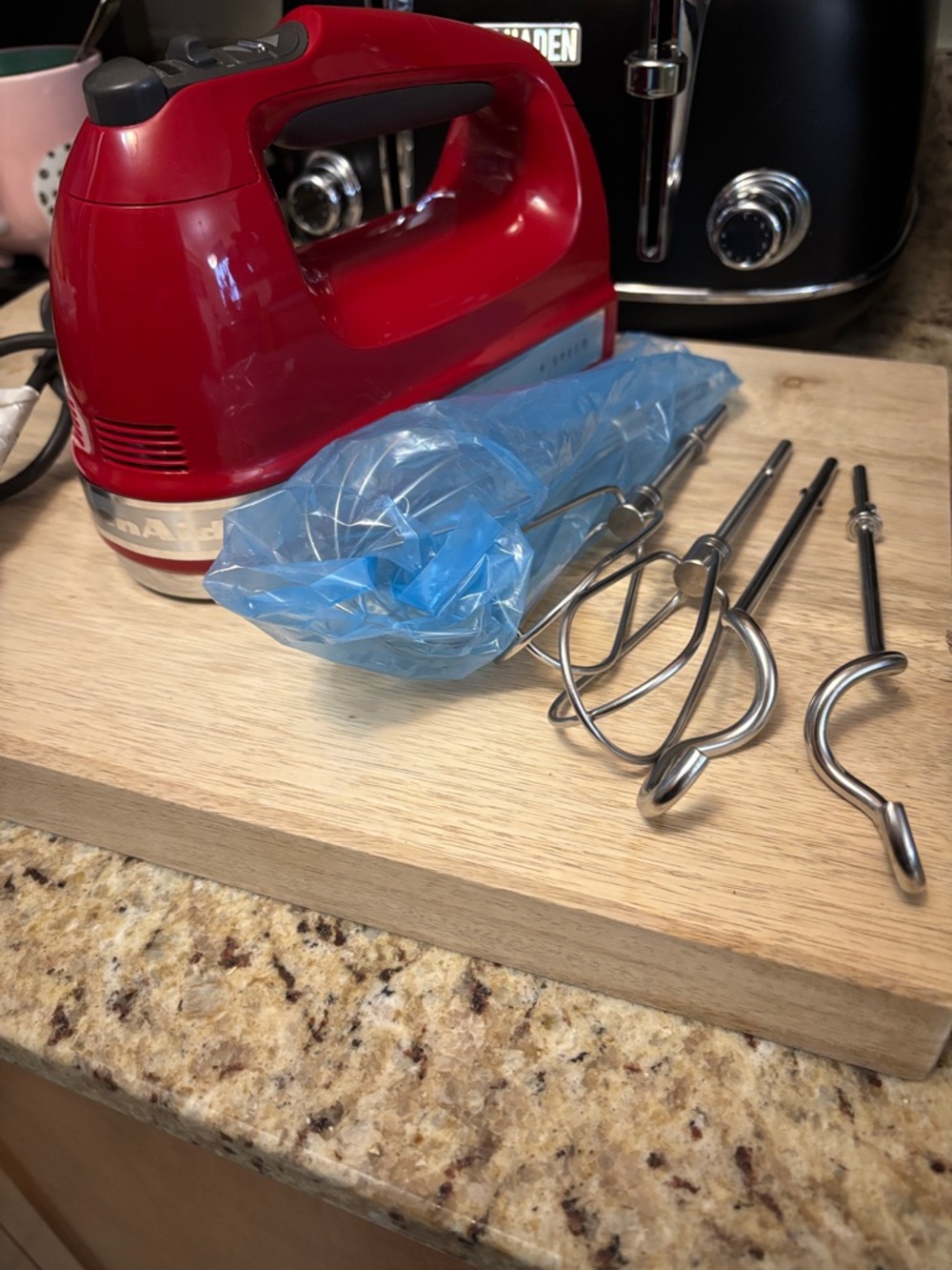 KitchenAid Red Hand Mixer with Stainless Steel Beaters